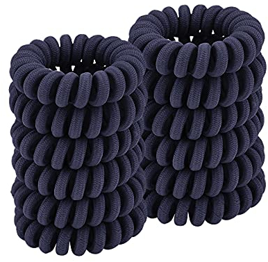 ZOUIQSS Spiralförmige Haargummis,Pferdeschwanzhalter,Telefonkabel-Haargummis für Frauen und Mädchen,spurlos,starker Halt für alle Haartypen geeignet (Stoff,marineblau,12 Stück)