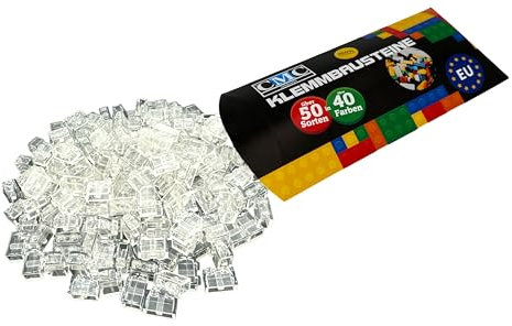 CMC imports 50 Klemmbausteine Bausteine 1x2 Noppen Kompatibel freie Auswahl 34 Farben (920 - Clear - Transparent)