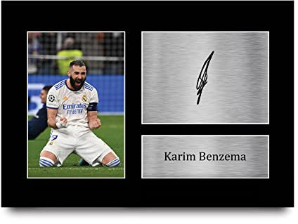 HWC Trading A4 Karim Benzema Real Madrid Geschenke Gedrucktes Signiertes Autogramm Foto für Fußball Anhänger and Fans