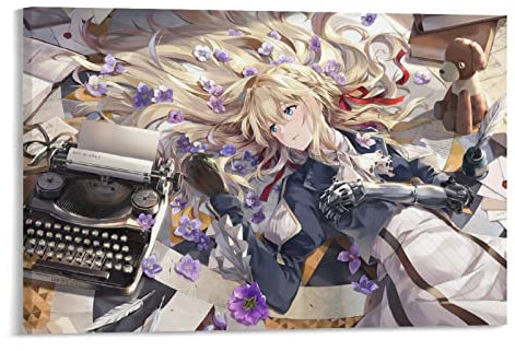 Anime Girl Fantasy Girl Violet Evergarden Schreibmaschinen Poster Dekorative Malerei Leinwand Wandkunst Wohnzimmer Poster Schlafzimmer Gemälde 60 x 90 cm