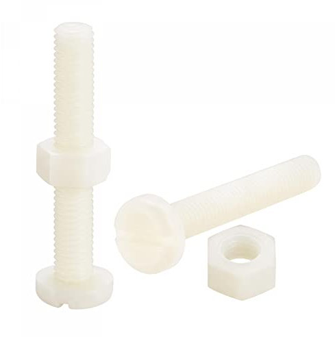 sourcing map Assortiment de 20 paires d'écrous de vis en nylon M8 x 50 mm et écrous hexagonaux M8 pour machines, électroniques, blanc