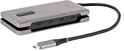 StarTech.com 4-Port USB-C Hub, 4x USB-C Ports, USB 3.1 - 10Gbps - Portable USB C Hub w/ 100W Power Delivery Pass-Through - USB Type C Hub w/ 12.6in/32cm Wrap-Around Cable - USBC Splitter (HB31CM4CPD3)