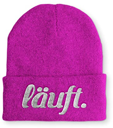 tshirtladen läuft Statement Wintermütze Beane Mütze für Damen und Herren, Farbe: Pink