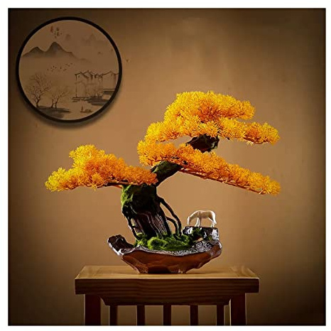 Arbre Artificiel Faux bonsaï pin Arbre Plante en Pot Artificielle Faux Arbre Ornement planteur avec Pot en céramique for Bureau Affichage Maison Bureau intérieur décor Plante Artificielle (Color : Ge