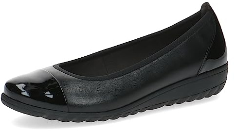 CAPRICE Damen Ballerinas aus Leder mit Keilabsatz, Schwarz (Black Comb), 36 EU