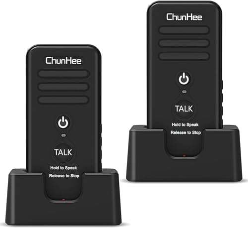 ChunHee Wireless Intercom System for Home/Office, Room to Room Intercom Communication for Elderly, Two-Way Talk Security System 3000ft/1000m, 2500mAh, 16 Channel, 2W, 4 Volume