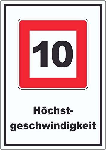 Höchstgeschwindigkeit 10 kmh nicht zu überschreiten Aufkleber mit Symbol und Text A1 (594x841mm)