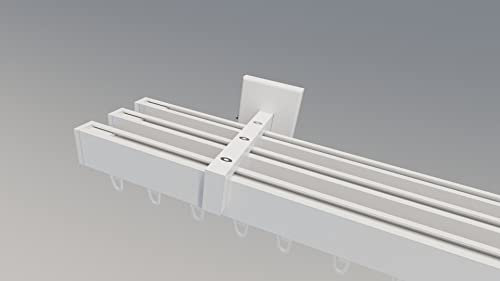 Innenlaufsystem Gardinenstange Square-LINE kantig, auf Maß - Weiß - 360 cm 3-Lauf