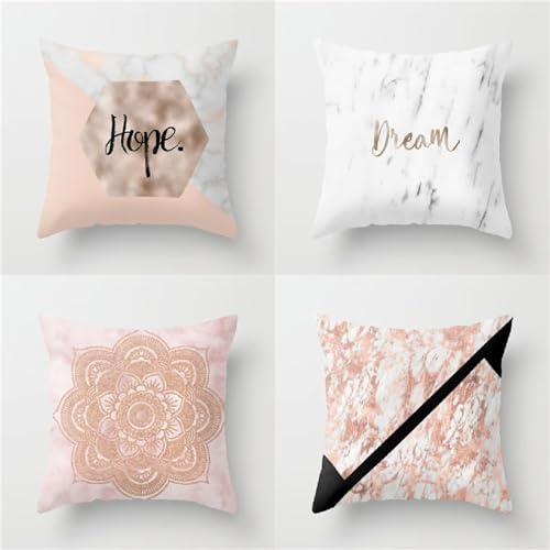 Kissenbezug 65x65cm 4er Set Frühling Kissen Osterdeko Sofakissen Quadratische Doppelseitige Leinen Einfachheit Rosa Draußen Kopfkissen,für Sofa Schlafzimmer Wohnzimmer Auto Zuhause Dekokissen ZW1-355