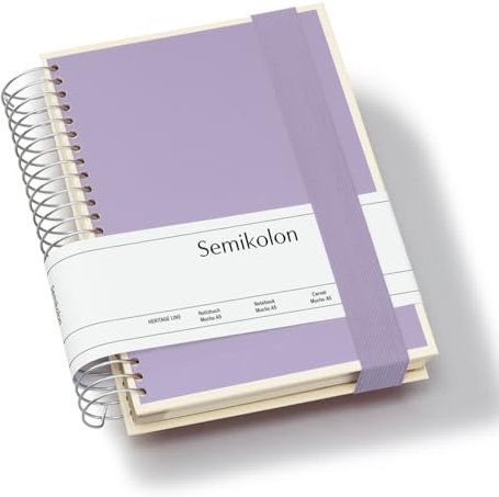 Semikolon 370070 Mucho Spiral-Notizbuch A5 15,7 x 21,7 cm - je 110 karierte, linierte, blanko Seiten, lilac silk lila
