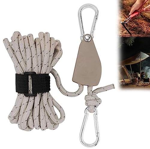 behound Portable Adjustable Fix Tent High Strength Fast Release Pulley Camping Rope, Camping Tent Adjustable Rope Buckle, Adjustable Rope Hanger Tent Lanyard Pulley Rope (S,Brown)