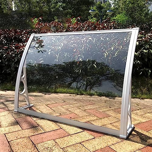 Outdoor Window Rain Shelter Cover for Front/Back Door Porch Clear Polycarbonate Cover,White Bracket,Self Cleaning Uv Rain Snow Protection Front Door Canopy Patio Porch Awning (60x140cm/24x55)