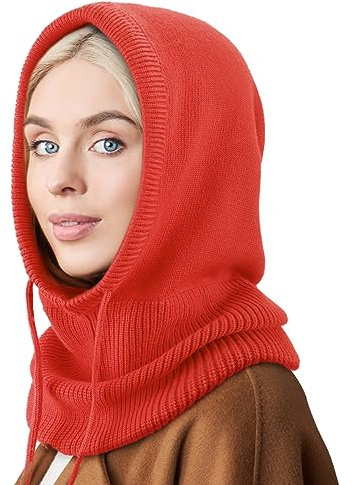 DRESHOW Bonnet Femme Hiver Chapeaux d'hiver pour Femmes Balaclava Knit Beanie Skull Cap Tricotée Cagoule à Capuche