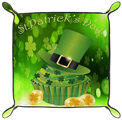 suojapuku St. Patrick's Day Hut Schmucktabletts,gefaltetes Ledertablett Tischorganizer zur Aufbewahrung von Schlüsselmünzen,Schmuck,Uhren
