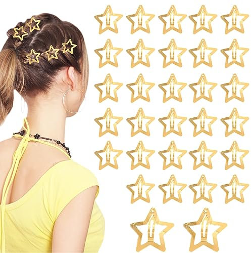 30 Pezzi Fermagli Per Capelli A Forma Di Stella, Forcine Per Capelli Con Stella A Cinque Punte Mollette Antiscivoli Accessori Fermagli Con Stella, Accessori Per Capelli Per Bambini E Ragazze(Argento)