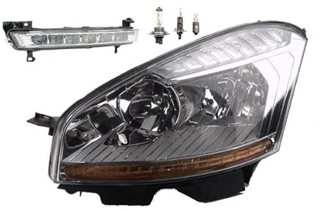 Johns, Scheinwerfer Halogen Front passend für Citroen C4 Picasso 07-10 H7 H1 Links + Nebelscheinwerfer + Leuchtmittel