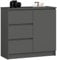 AKORD Kommode K-80 Jerry mit 3 Schubladen | Schrank mit 2 Einlegeböden und 1 Tür | Für das Wohnzimmer Schlafzimmer | Moderne | 16mm Laminierte Platte | 80x77x35 cm | Graphitgrau + Graphitgrau Front