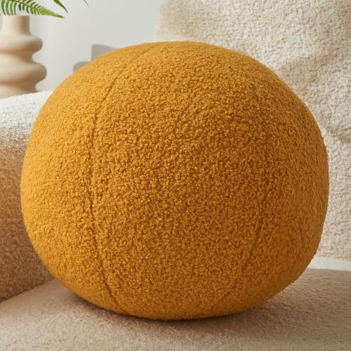 Vdoioe Ballkissen, rund, 30 cm, Gelb, schlicht, modern, kugelförmig, Dekokissen für Couch, Sofa, Schlafzimmer