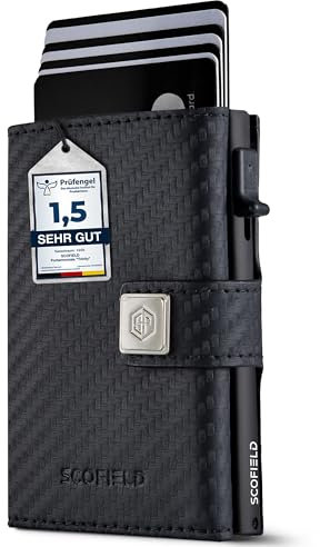 SF SCOFIELD Trinity Premium Slim Wallet mit Münzfach I Wallets for Men I Kartenetui mit Münzfach 10 – 12 Karten I Kreditkartenetui I RFID Schutz I Karten Portemonnaie I Smart Wallet I Geldbörse