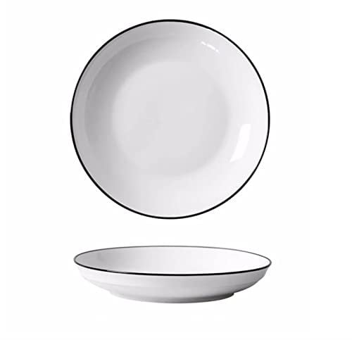 GRFIT Dinner Plate Ceramic Disc Household Dish Dish Dessert Dish Kitchen Restaurant Flat Dish White Minimalist Dinner Set Set of 4 Pack of 6 Pack of 10 Pack Plate(Color:B,Size:M)