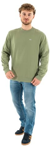 Tommy Jeans Herren TJM Reg Flag Crew Dm0dm20741 Pullover-Sweatshirt, Green (Aruba Green), XL EU