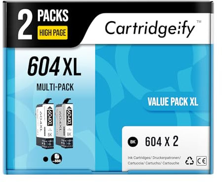 Cartridgeify 2X 604XL Schwarz Druckerpatronen Kompatibel mit Epson 604 XL BK Patronen, für Expression Home XP 2200 2205 3200 3205 4200 4205, Workforce WF-2950DWF WF-2935DWF WF-2930DWF WF-2910DWF
