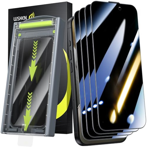 WSKEN für iPhone 16 Pro Max für Panzerglas Sichtschutz - [24°Anti Spy][Auto Dust-Elimination] 9H Härte Privacy Schutzfolie Full Screen Displayschutzfolie,Anti Fingerabdruck,Bläschenfrei,4 Stück