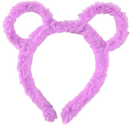 Kodbww Dickes Plüsch-Stirnband für Damen, Winter, rund, Bärenohren, Make-up, Haarband, Bandana, Violett