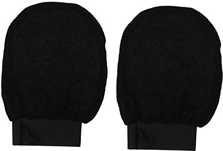 Healeved Peeling Handschuhe Badehandschuhe aus Künstlicher Seide Schwarz Duschhandschuhe mit Massagefunktion Körperpeeling für Tiefenreinigung und Sanfte Entfernung Abgestorbener Haut