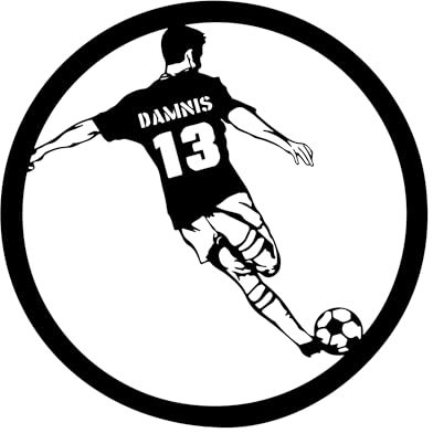 Personalisiert Wandtattoo Fussball mit Name und Nummer,Fußballspieler Wandaufkleber Wandsticker für Kinderzimmer Wohnzimmer Schlafzimmer Wanddeko,Geschenk für Kinder Junge Teenager Männer