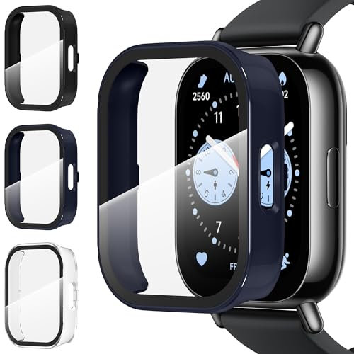 Diruite 3-Packs Screen Protector for Xiaomi Redmi Watch 5 Lite Tempered Glass Case,All Around Hard PC Protective for Xiaomi Redmi Watch 5 Lite Cover