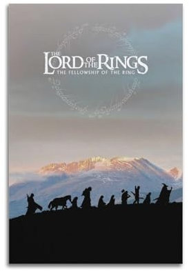 Poster, Motiv: Der Herr der Ringe, The Fellowship of The Ring, Wandkunst, Cover, Zimmer, Vintage, ästhetisches Poster, dekoratives Gemälde für Wohnzimmer, Schlafzimmer, elegantes Poster, 30 x 45 cm,
