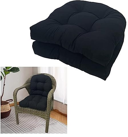 HANFEN Stuhlkissen for Esszimmer, 2er-Pack, Weiche, Bequeme Kissen for Stühle, Esszimmer, Wohnzimmer, Terrasse, Garten, Küche, Sitzpolster, Grau, 48 X 48 cm Stuhlkissen(Noir)