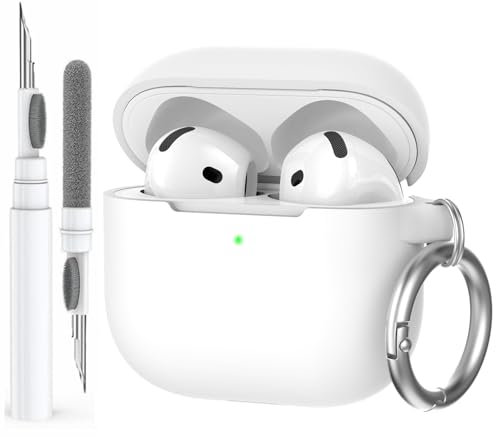 AhaStyle Hülle für AirPods 4 (2024) Mit Reinigungsstift Premium-Silikon AirPods 4. Generation Case Ganzkörper Cover Skin für Apple AirPods 4 Unterstützt USB-C-Ladegehäuse und Drahtloses Aufladen