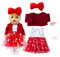Zonoori 4-teiliges Puppenkleidung Set für 35-43 cm Puppen – Rote Mantelkleider, Socken & Stirnband – Perfektes Zubehör für 14-18 Zoll Puppen