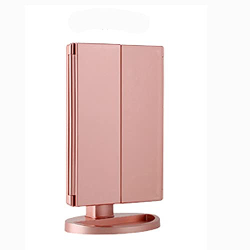 LED makeup mirror, 2x 3 x 10 magnification touch control dual power portable LED makeup mirror women's gift (rose gold)