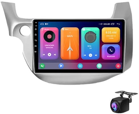 Wireless Car Stereo Für Hon-da-fit Jazz 2007-2013 Mit Carplay & Android Auto Mit Backup-kamera, 10 'touchscreen Tragbarer Auto-audioempfänger, Gps-navigation Voice Control Bluetooth Mi(Size:M4:4+64GB)