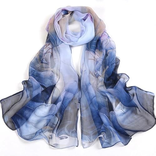MUNSKT Sommerschal Damen Dünn Chiffon Schal Leicht Blau für Strand Alltag Party Bankett