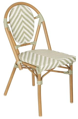 Oviala Gartenstuhl im Pariser Bistro-Stil, aus Aluminium und Rattan, Grün