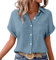 Prime time Angebote Damenblusen Kurzarm Sommer T Shirt Damen Fliessend Tshirt Mit Ausschnitt Oberteil Schwarz Sommerkleid Leinen Sommerpullover Schwarze Bluse Weiße Transparente Baumwolle Blau