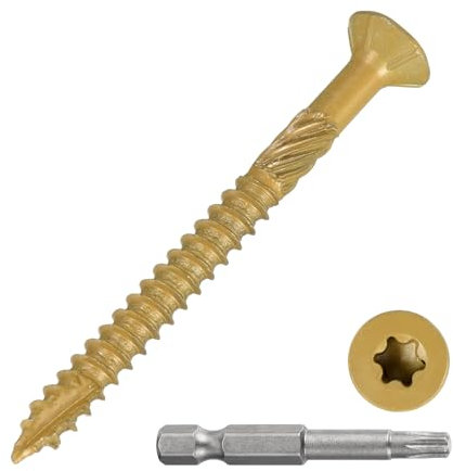 METALLIXITY Deck Screws (#9x2) 30Pcs, Carbon Steel Wood Screw Decking Screws Epoxy Coated with T25 Torx Drive Head - for Wood Fence, Table, Chairs, Tan