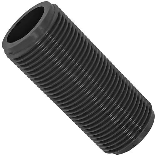 MegaHaustechnik Rohr Nippel aus Kunststoff PP 2 Zoll AG DN50 durchgehendes Außengewinde Außendurchmesser 60mm Länge 100mm Gewinde Fitting Trinkwasser geeignet Verschraubung Befestigung Stück