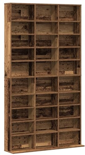 vidaXL CD-Schrank aus altem Holz 101 x 23 x 177,5 cm freistehend mit 30 Fächern zur Organisation von Medien, Büchern und Bibliotheken im Wohnzimmer