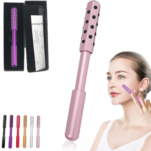 Rouleau radiance,Rouleau radiance germanium,Rouleau radiance visage,Rouleau de massage facial Outil de beauté pour raffermir la peau,Dégonflement,Anti-âge et soulagement de la tension (Rose clair)