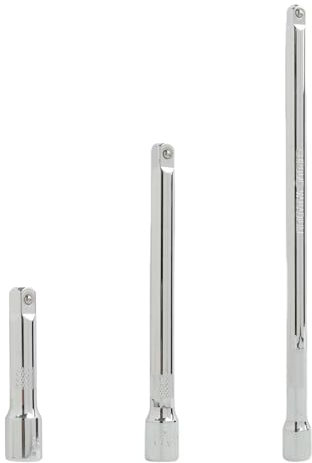 3 Pièces Rallonge 3/8 75 mm, 150 mm, 200cm, Rallonge Cliquet 3/8'', Rallonge Pivotante, Rallonge de Cliquet en Acier au Chrome Vanadium, pour Atteindre les Zones Difficiles, Surface Chromée Polie