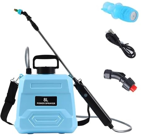 Aspersor de jardín de alta presión, funciona con pilas, rociador eléctrico ajustable con varita retráctil para deshierbar, fertilizar, botella de espolvorear eléctrica