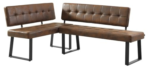 B&D home® Eckbank AKA – Esszimmerbank mit Lehne, beidseitig montierbar (Links/rechts), Kaltschaum-Polsterung, platzsparend, für Esszimmer, Küche & Flur, ca. 176 x 140 cm