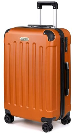 TANTOMI Koffer Mittelgroß, 24 Zoll Hartschalenkoffer, Trolley, Leichter ABS-Rollkoffer, Reisekoffer mit 4×360°-Rollen, 3-Stelliges Zahlenschloss (Hellrotorange, 65L)