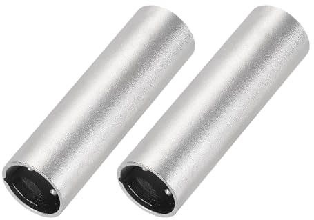 sourcing map 2pcs 3 Pin XLR Male to XLR Male Adapter for Microphone Audio Cable Plug Mic Socket Speakers, Silver Tone 63mm