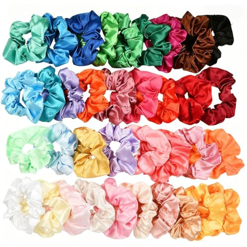 36 Farbe Haargummis Seiden Scrunchies Satin für Damen, Silk Scrunchies Haargummi Seide Haarringe Damen, Haarbänder für Pferdeschwanz-Halter, Haarschmuck Seile Scrunchie Traceless Haargummis für Frauen
